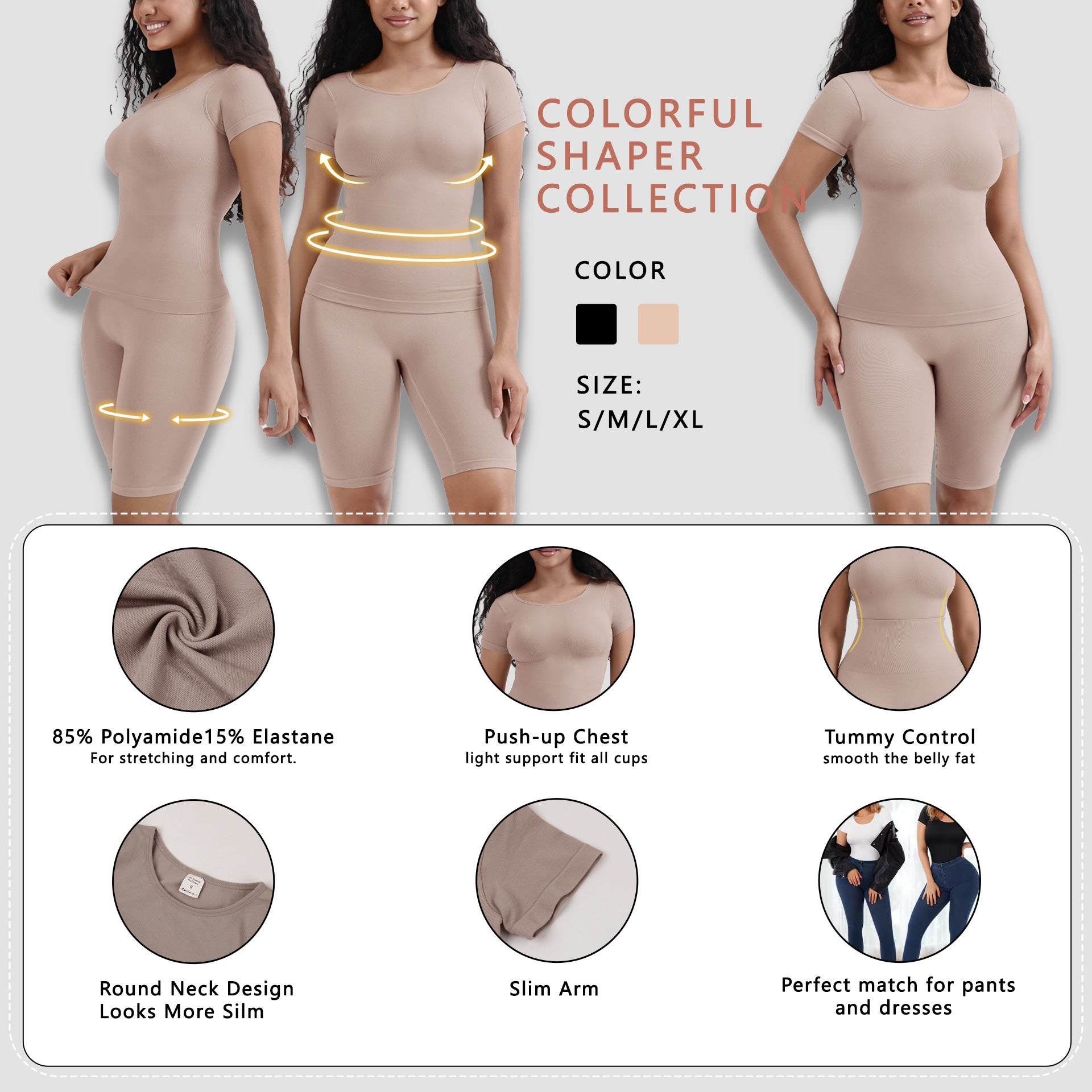 MARéLIA Short Sleeve Shapewear Set