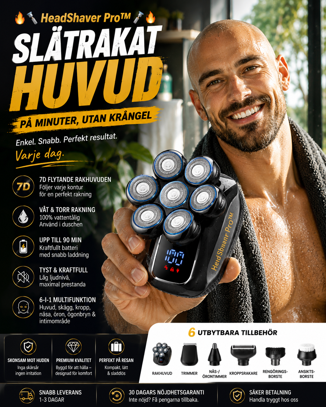 🔥🪒 HeadShaver Pro™ – Slätrakat Huvud på Minuter, Utan Krångel 🔥🪒