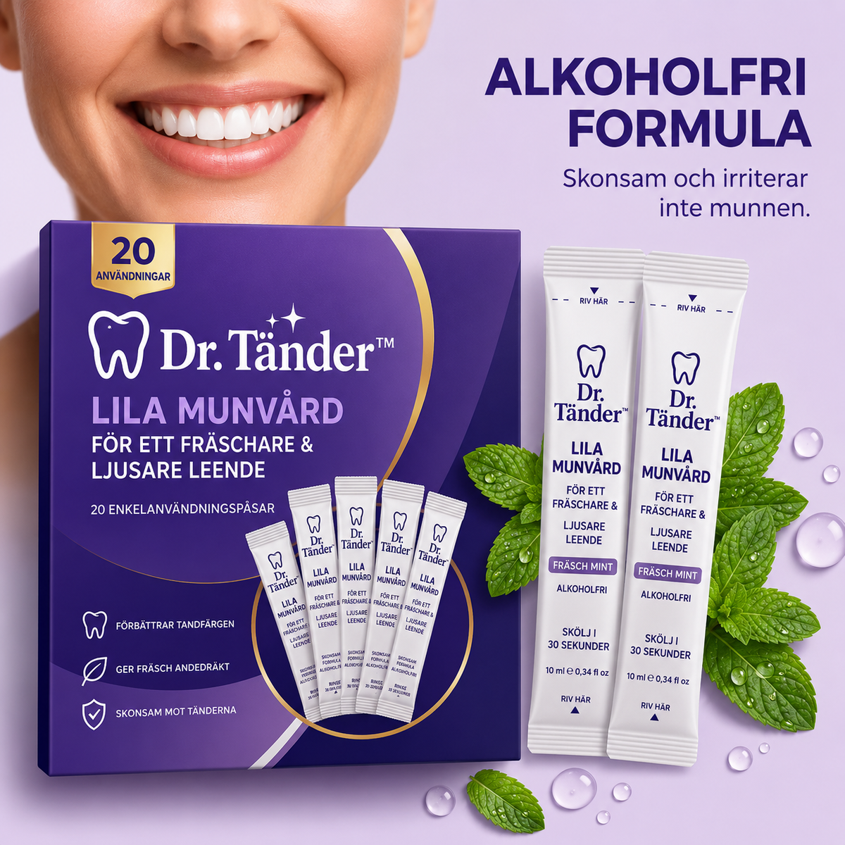🦷✨ Dr. Tänder™ – Lila Munvård för Ett Fräschare & Ljusare Leende ✨💜