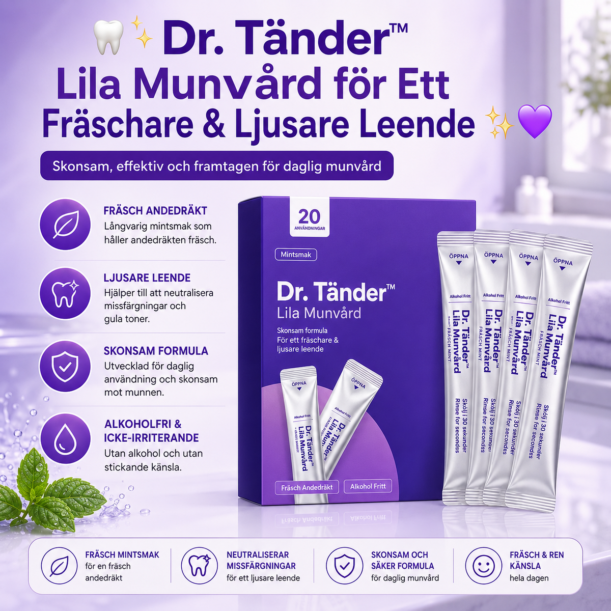 🦷✨ Dr. Tänder™ – Lila Munvård för Ett Fräschare & Ljusare Leende ✨💜