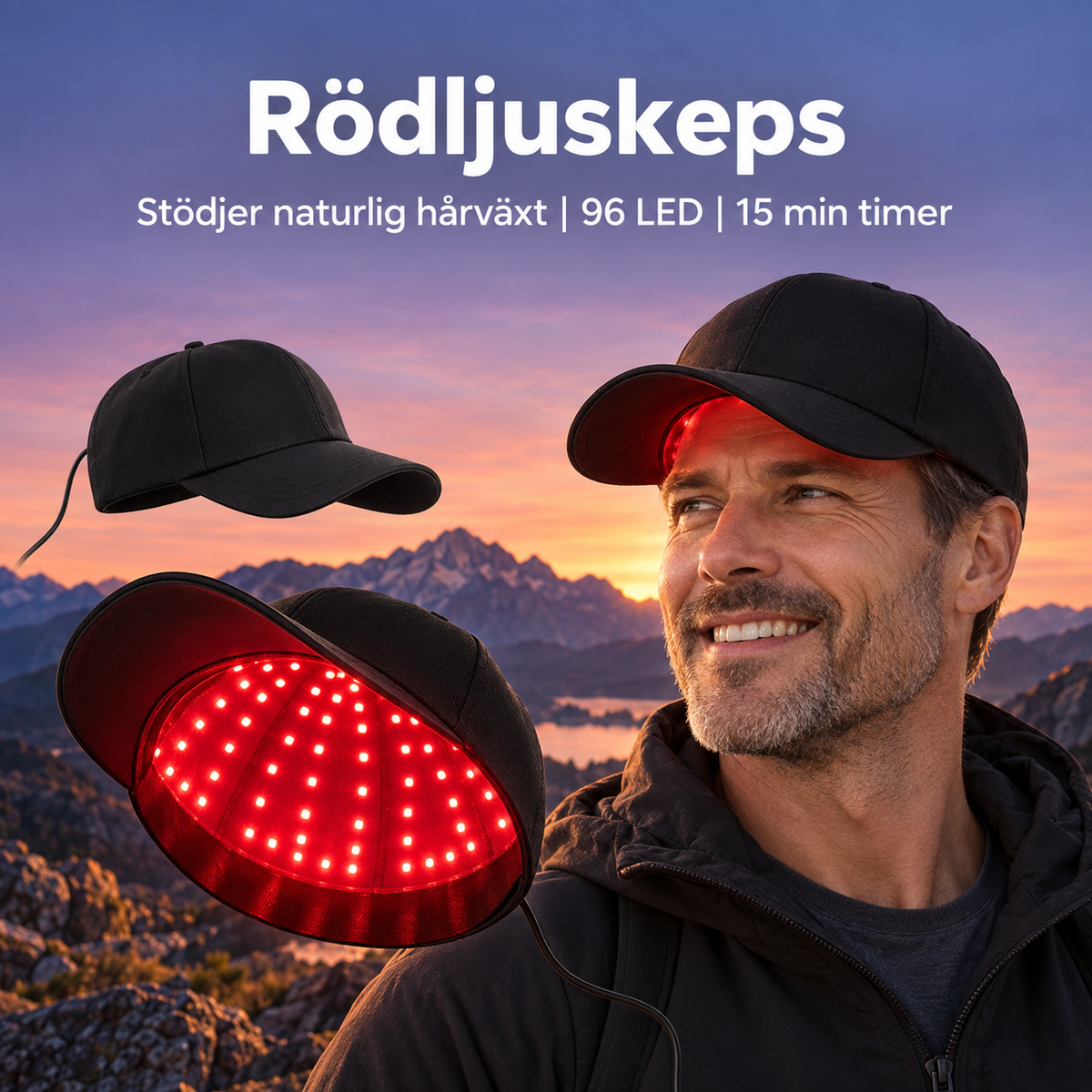 AWSM Rödljus Hårväxtkeps || Ger Starkare Hår – Kan bidra till att stödja naturlig hårväxt 🧢✨