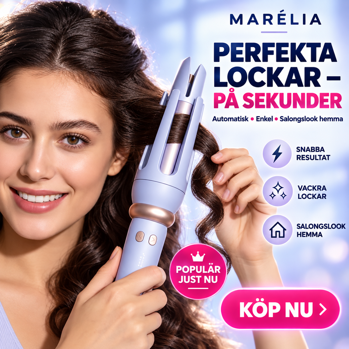 💁‍♀️💖 MARéLIA Professionell Automatisk Hårlocktång || Perfekta Lockar på Sekunder 💁‍♀️💖