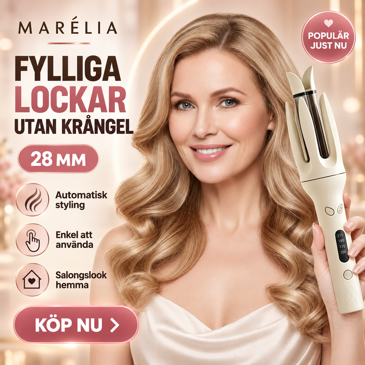 💁‍♀️💖 MARéLIA Professionell Automatisk Hårlocktång || Perfekta Lockar på Sekunder 💁‍♀️💖