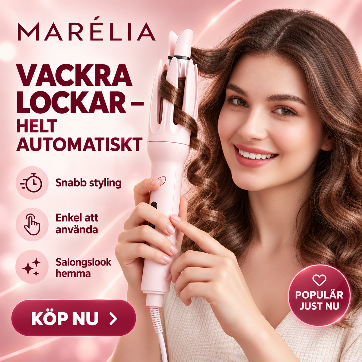 💁‍♀️💖 MARéLIA Professionell Automatisk Hårlocktång || Perfekta Lockar på Sekunder 💁‍♀️💖