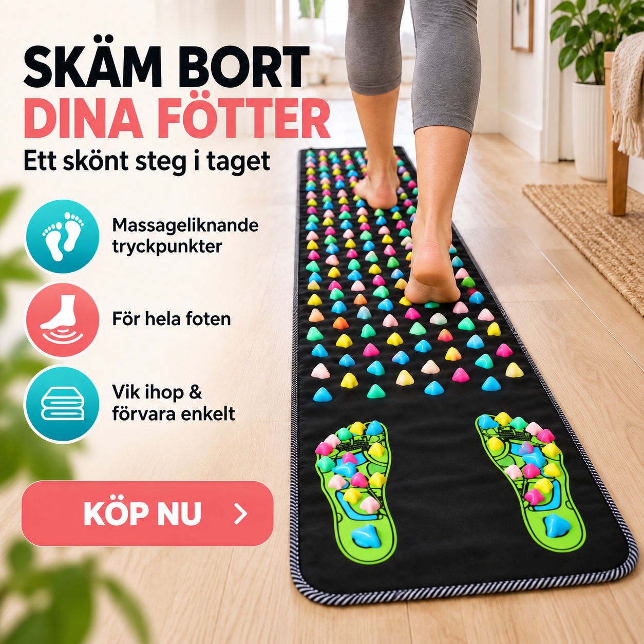 ReflexWalk™ – Akupressurmatta för trötta och ömma fötter