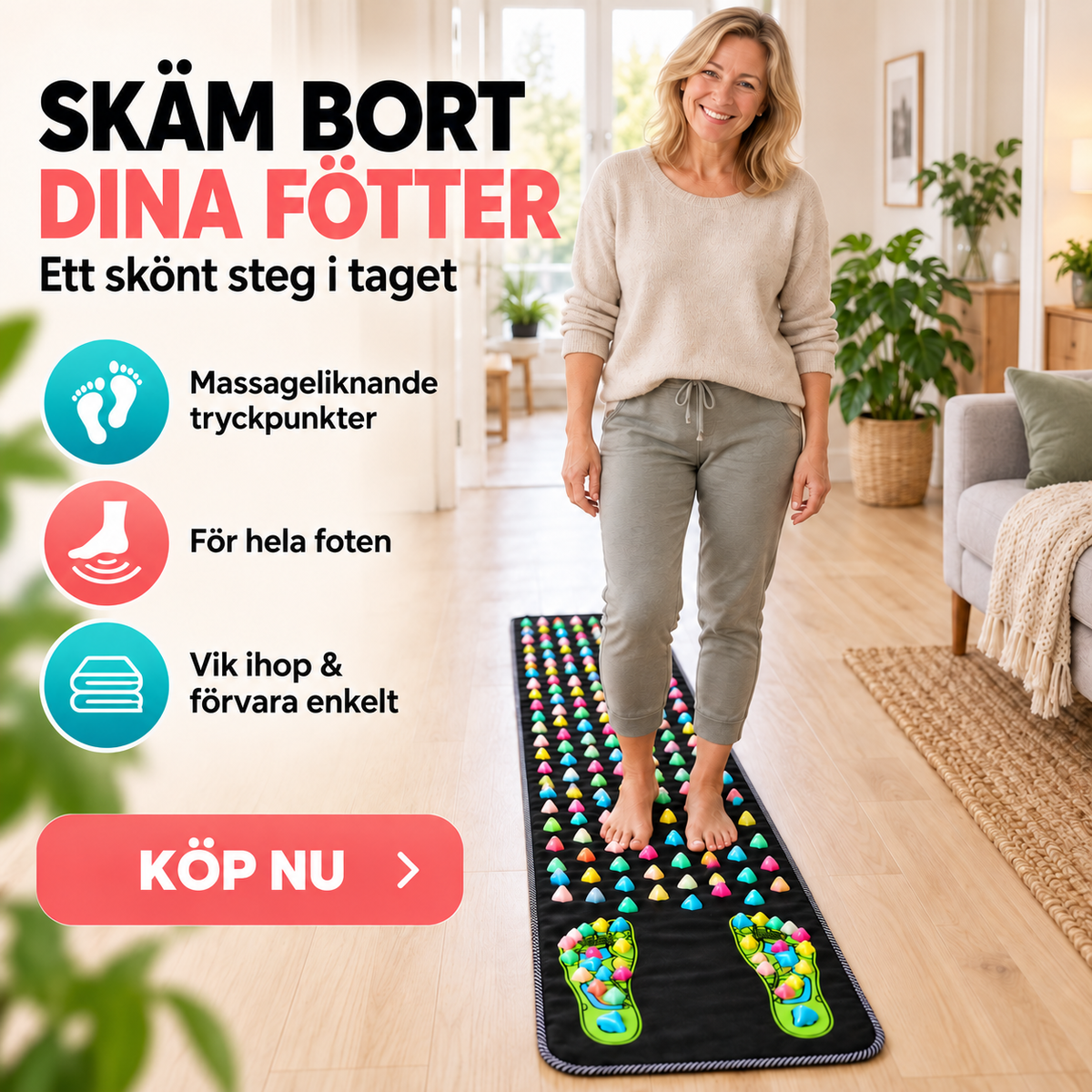ReflexWalk™ – Akupressurmatta för trötta och ömma fötter