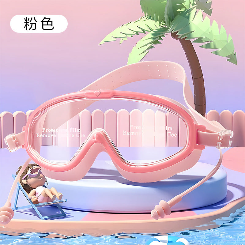Children's Swimming Goggles Waterproof and Anti-Fog High-Definition Large Frame Adult Swimming Goggles Professional Diving Cap Baby Eye Goggles