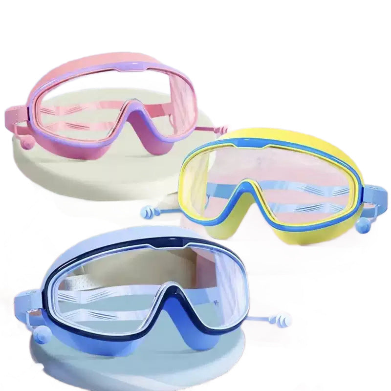 Children's Swimming Goggles Waterproof and Anti-Fog High-Definition Large Frame Adult Swimming Goggles Professional Diving Cap Baby Eye Goggles