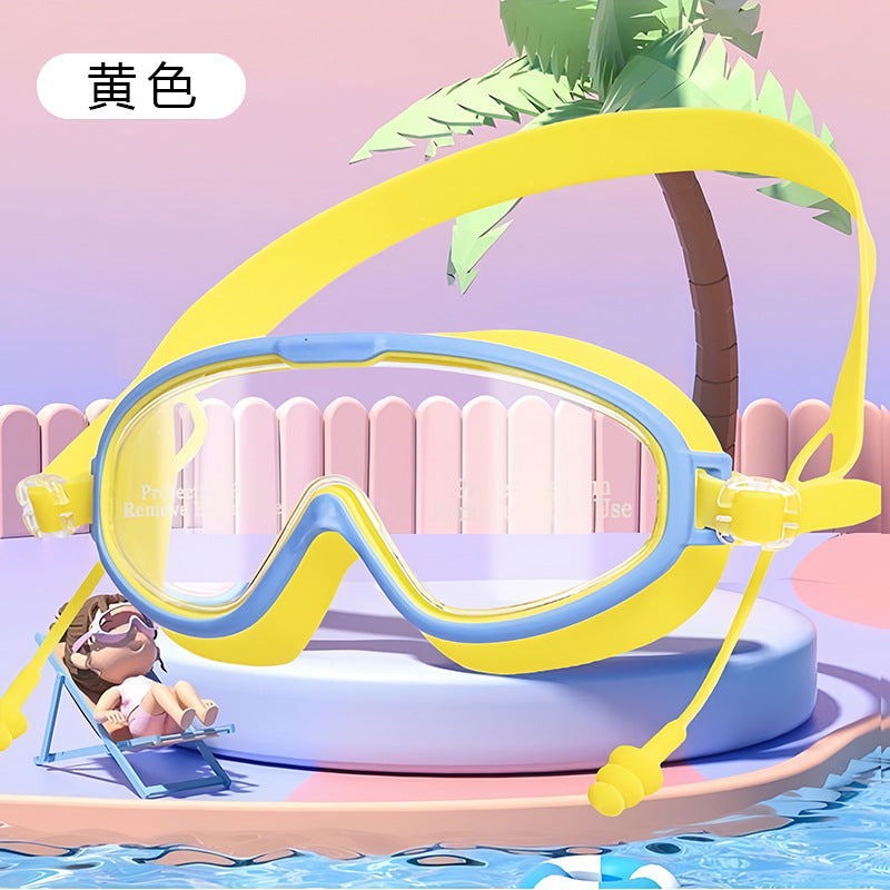 Children's Swimming Goggles Waterproof and Anti-Fog High-Definition Large Frame Adult Swimming Goggles Professional Diving Cap Baby Eye Goggles
