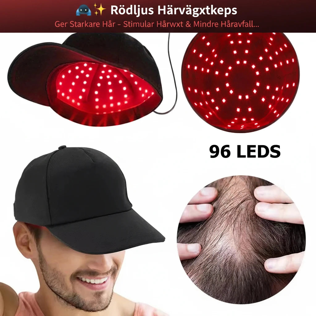 🧢✨ Rödljus Hårväxtkeps || Ger Starkare Hår – Stimulerar Hårväxt & Mindre Håravfall