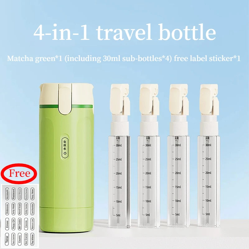 ✈️✨ TravelFlow™ 4-i-1 Reseflaska – Läckagesäker & Perfekt För Resan ✨🌍