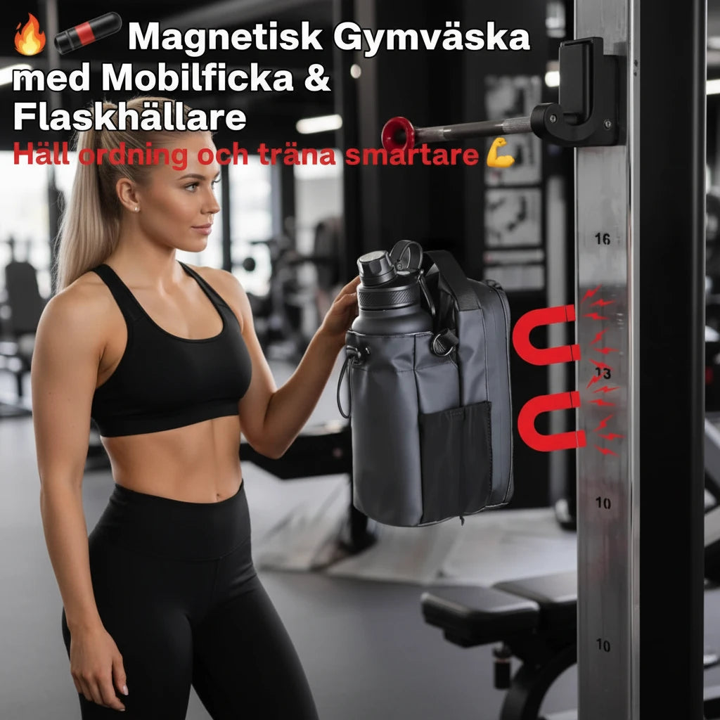 🔥🧲 Magnetisk Gymväska med Mobilficka & Flaskhållare || Håll ordning och träna smartare 💪