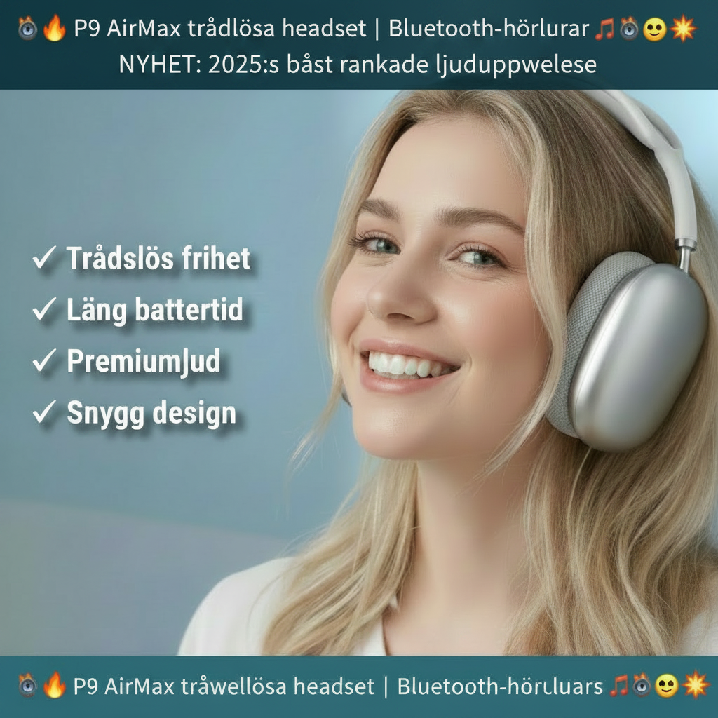 🎧🔥 P9 AirMax trådlösa headset | Bluetooth-hörlurar 🎶🎧💥