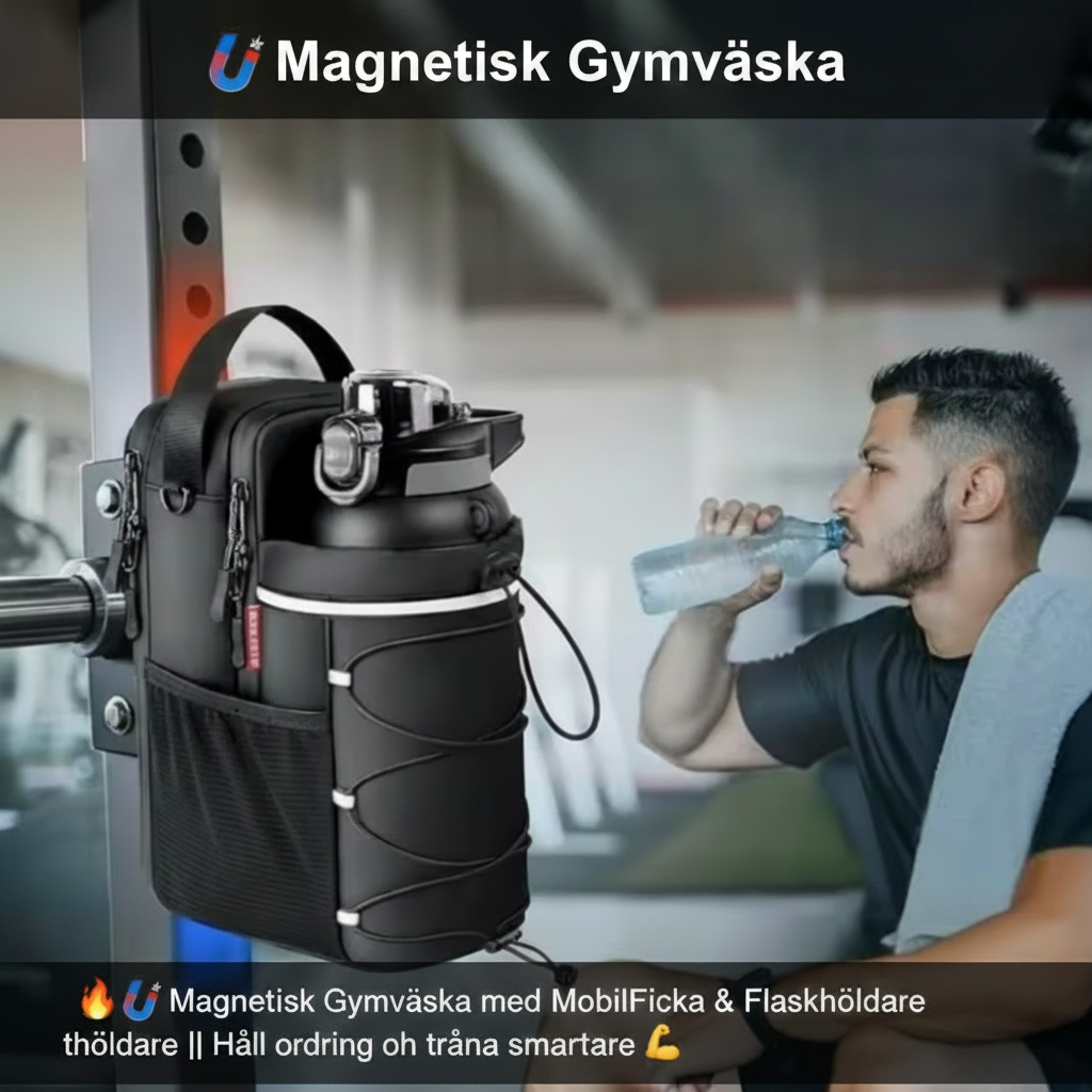 🔥🧲 Magnetisk Gymväska med Mobilficka & Flaskhållare || Håll ordning och träna smartare 💪