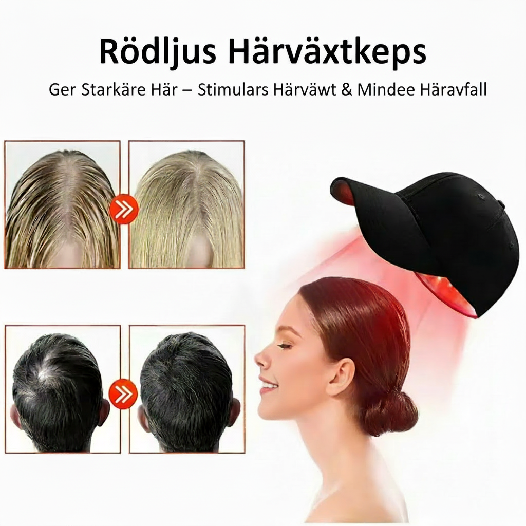 🧢✨ Rödljus Hårväxtkeps || Ger Starkare Hår – Stimulerar Hårväxt & Mindre Håravfall