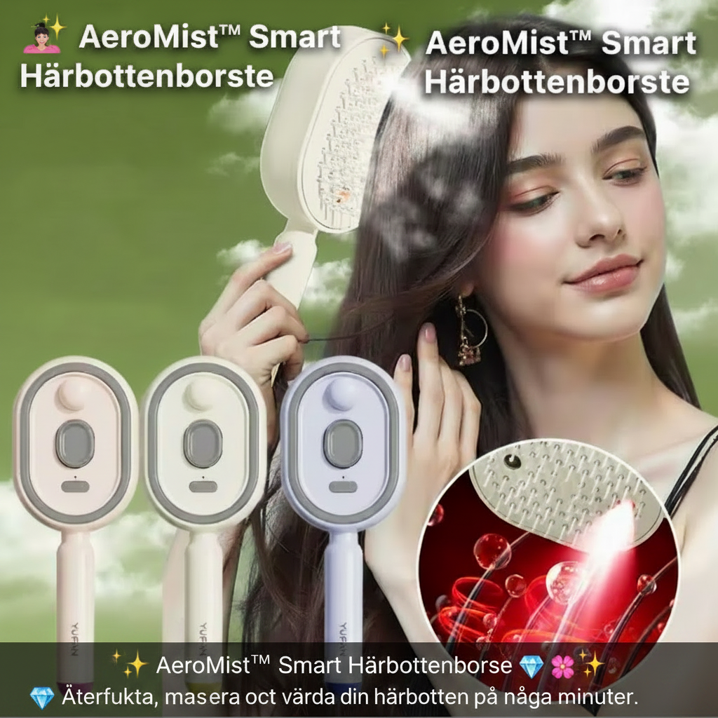 💆‍♀️✨ AeroMist™ Smart Hårbottenborste 🌸💎✨ 🌸 Återfukta, massera och vårda din hårbotten på några minuter.