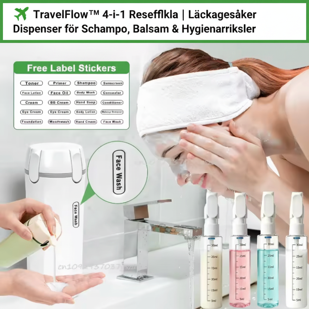 ✈️✨ TravelFlow™ 4-i-1 Reseflaska – Läckagesäker & Perfekt För Resan ✨🌍